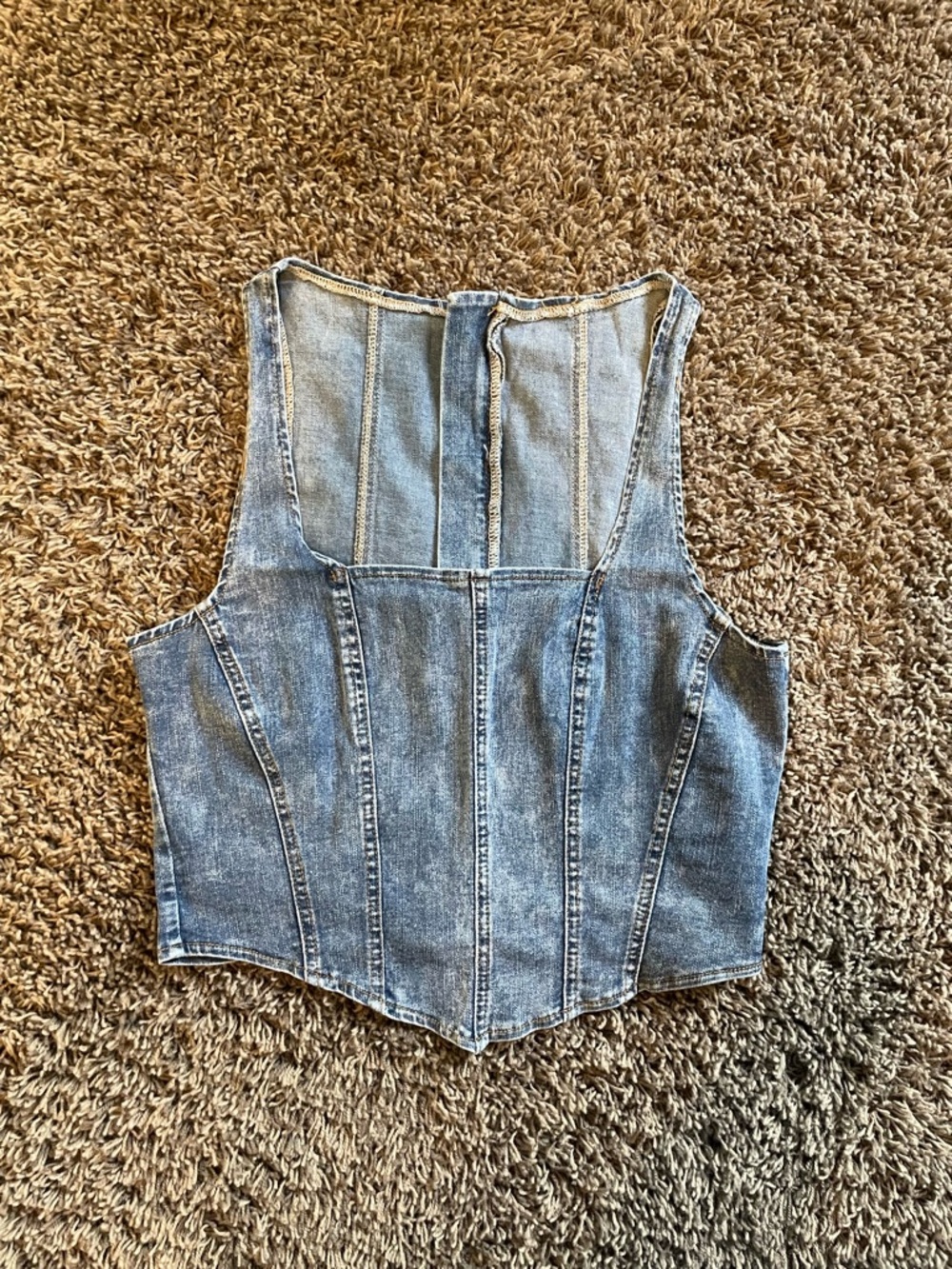 Denim Zip Back Halter Top